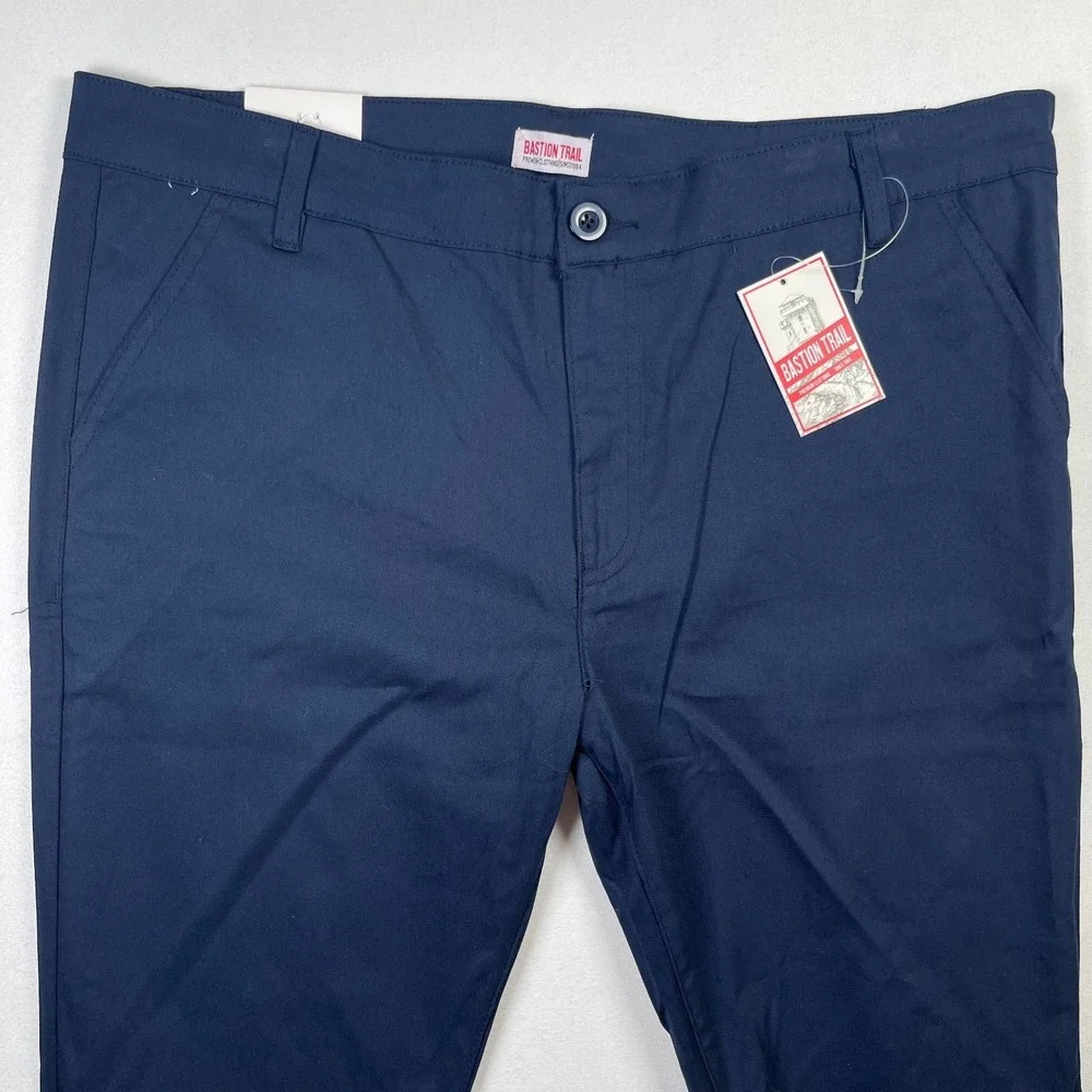Bastion Trail Chino Pants Men's 40 x 31 Navy Blue Stretch Mid-Rise Slash Pockets